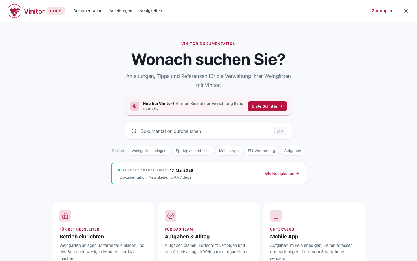 Dokumentation, Neuigkeiten & KI-Videos
